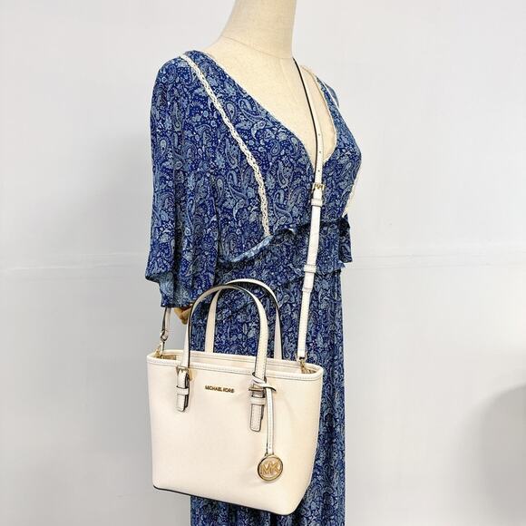 Michael Kors 35T9GTVT0L Jet Set Travel Extra-Small Saffiano Leather IN CREAM - Picture 1 of 6